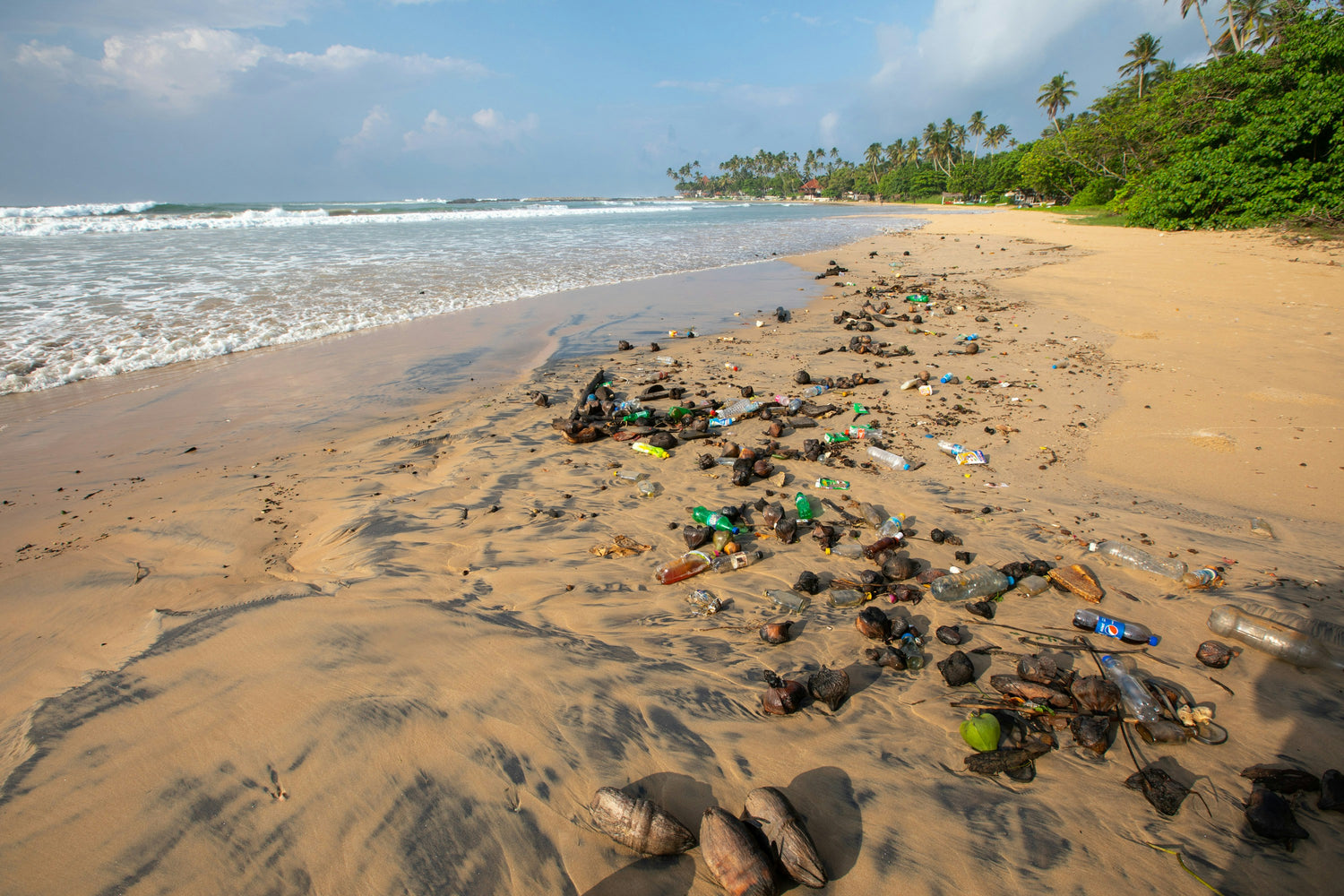 Plastic trash on a beach
